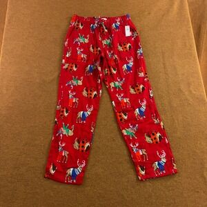 Old Navy Mens M Red Holiday Moose Buffalo Plaid Flannel Pajama Pants NWT